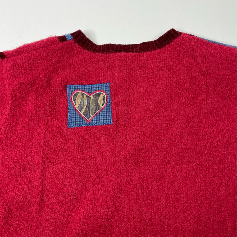 Vintage Chenille Christmas Patchwork Appliqu Card… - image 4